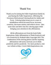 Load image into Gallery viewer, Fuller Inspirations: Affirming My Greatness Motivational Coloring Book for Adults and Teens (Digital Download)